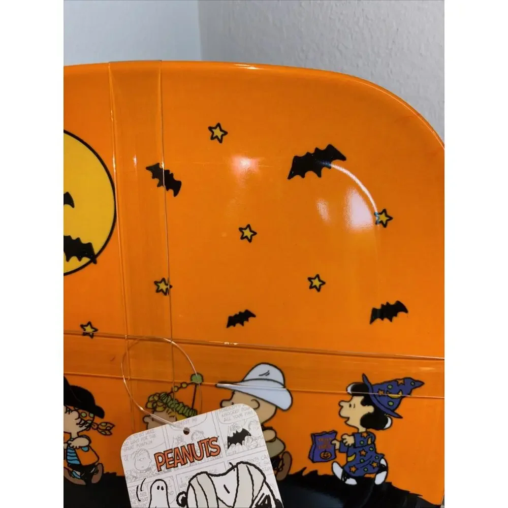 Peanuts Halloween Plate Set Of 4 Snoopy Woodstock Charlie Bats Melamine 10